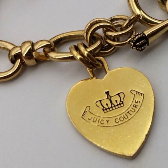Juicy Couture Gold Heart  Charm Toggle Chain Bracelet Jewelry - Picture 2 of 11